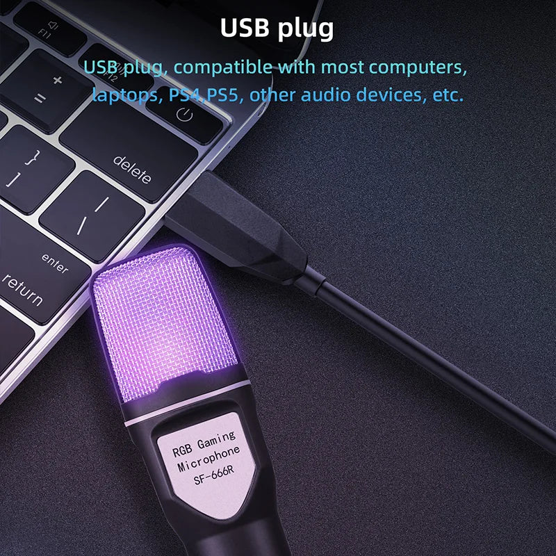 RGB USB Gaming Microphone | Noise Reduction Condenser Mic