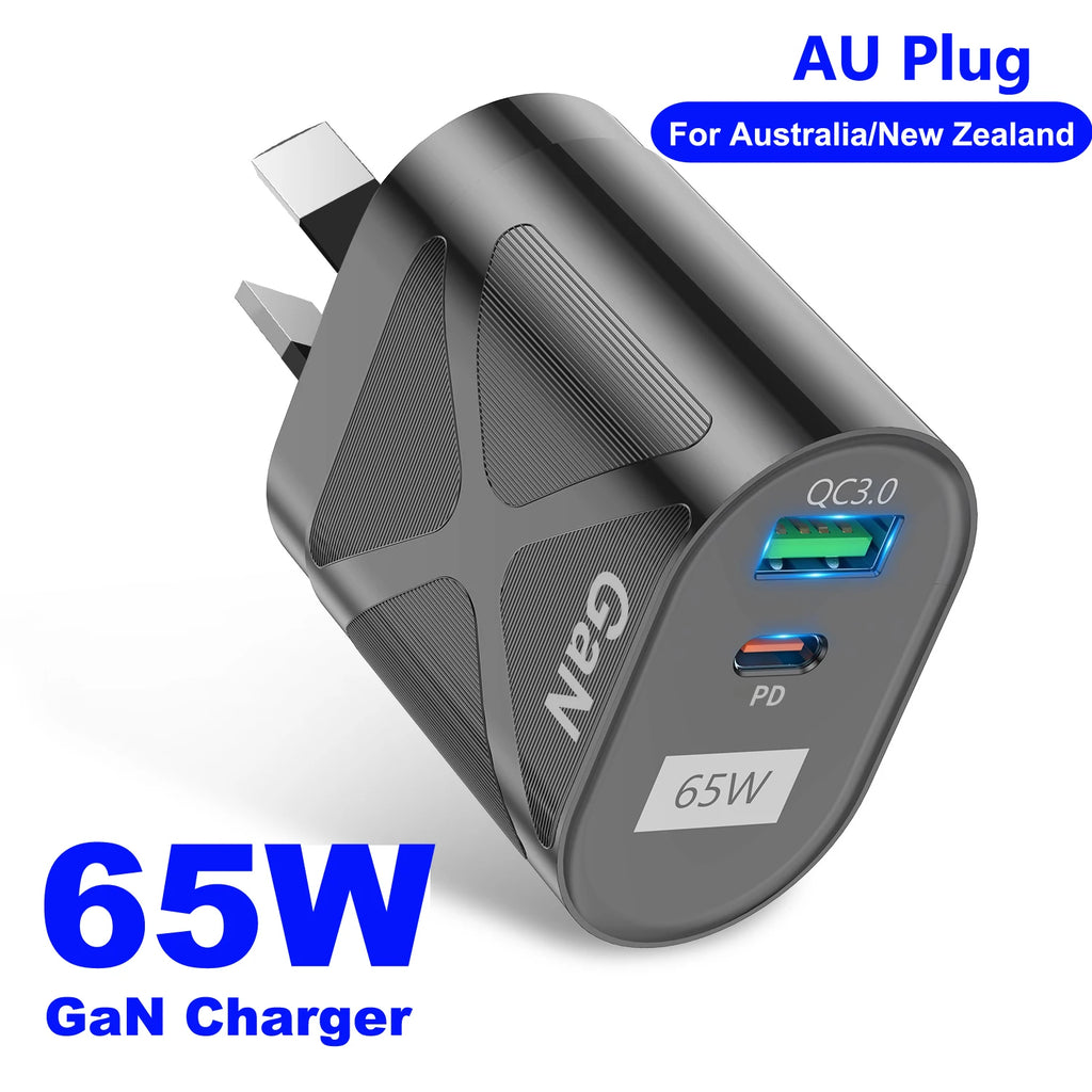 65W GaN USB-C Fast Wall Charger | PD Quick Charge Adapter