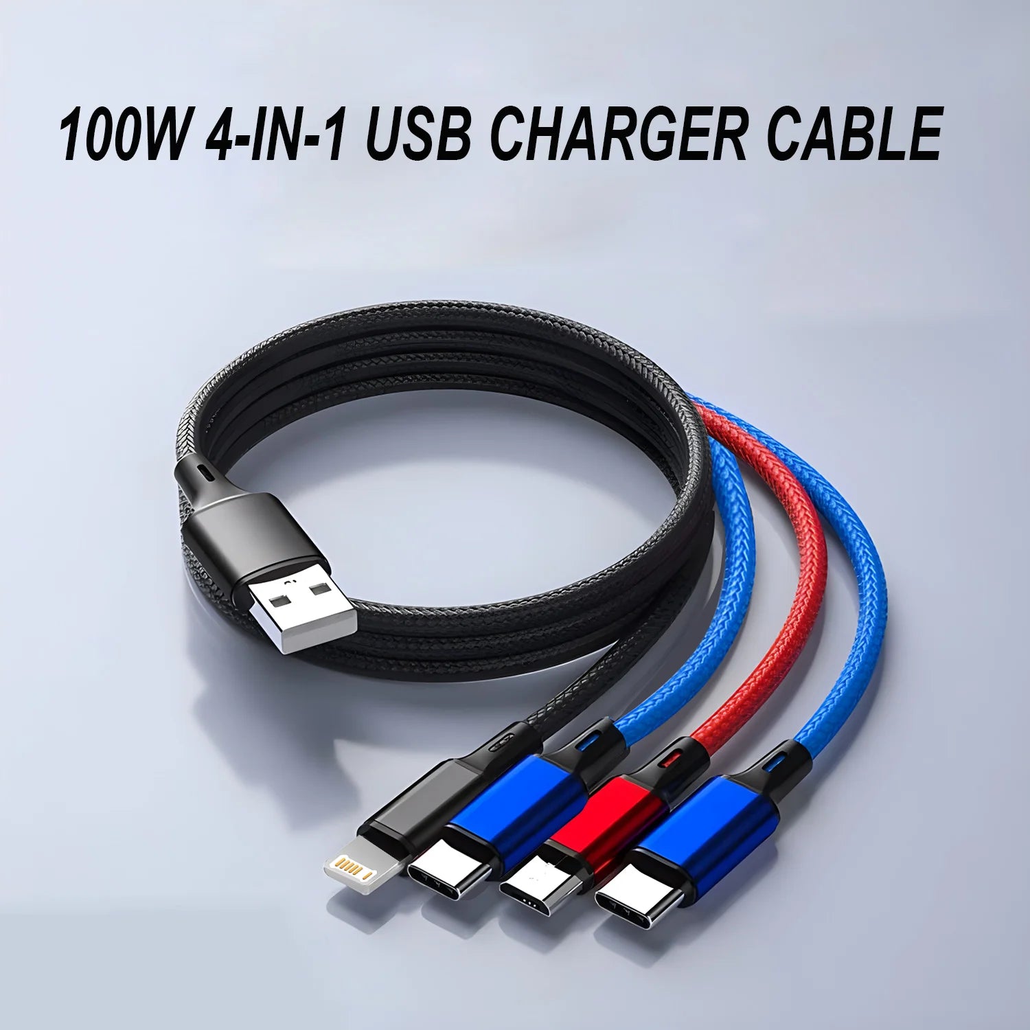 4-in-1 Fast Charging Cable | USB-C, Lightning & Micro USB