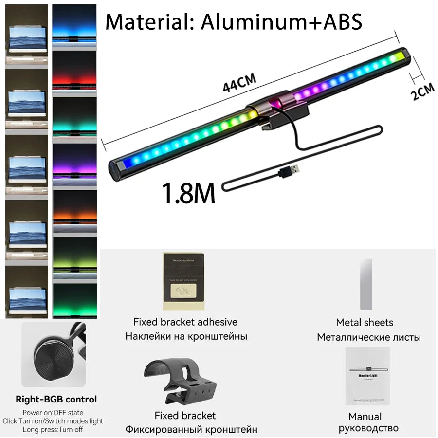 RGB LED Monitor Light Bar | USB Dimmable Desk Lamp