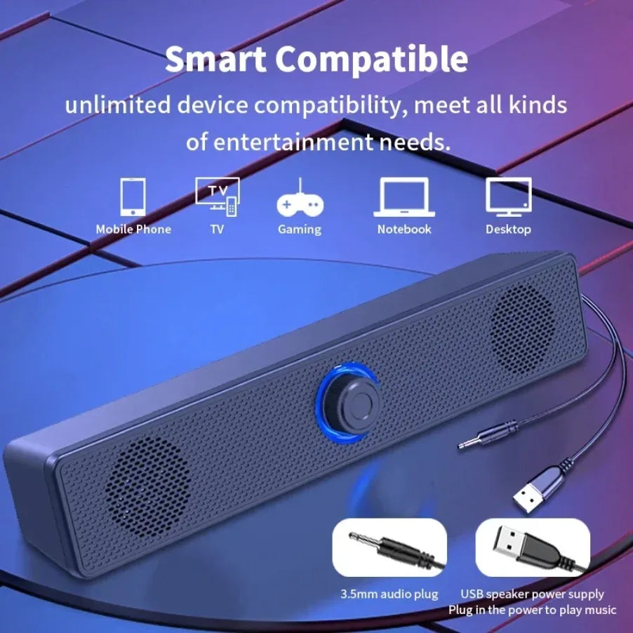 Wireless Bluetooth USB Soundbar Speaker for PC, TV & Laptop