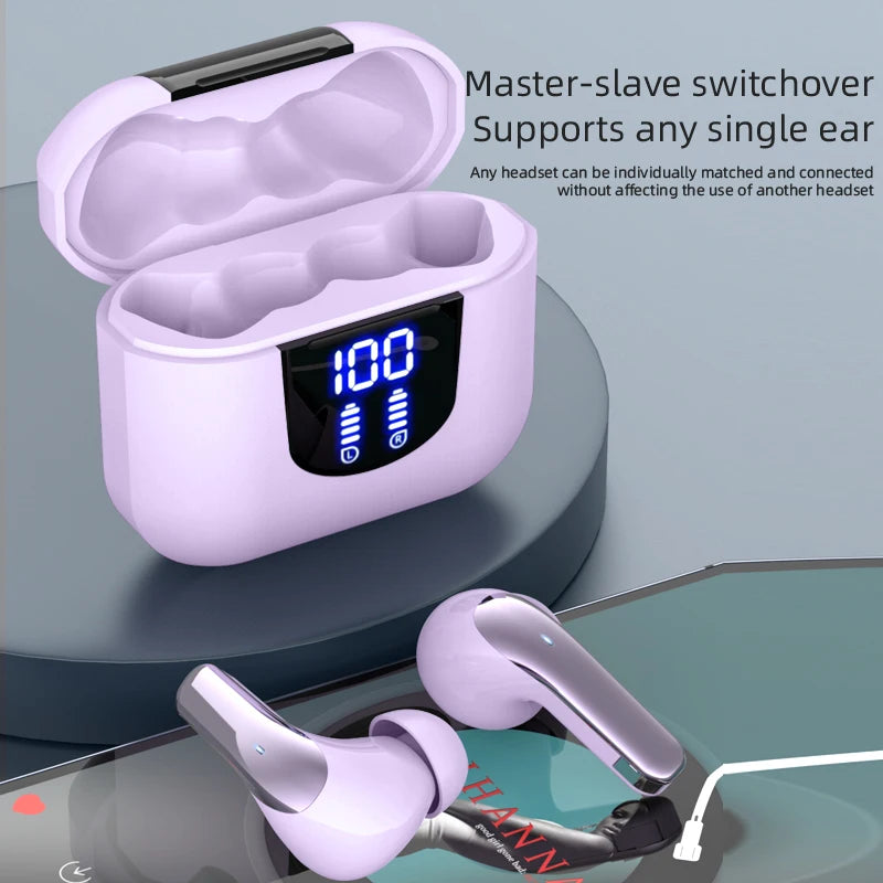 Bluetooth 5.4 Wireless Earbuds with Noise Cancellation & LED Display