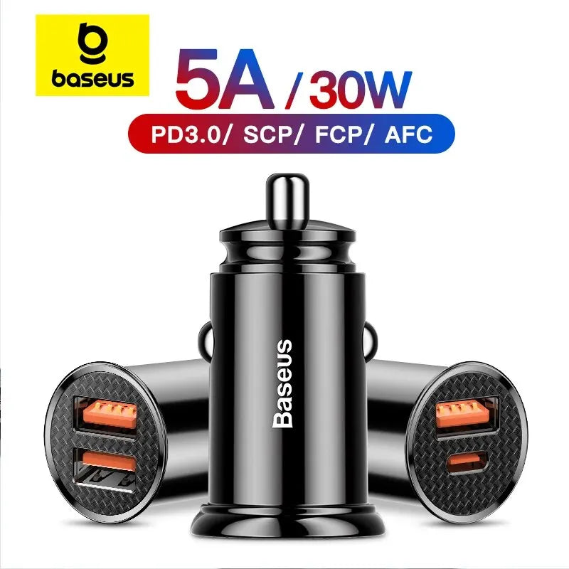 Baseus 30W USB-C Fast Car Charger | PD & Quick Charge 4.0