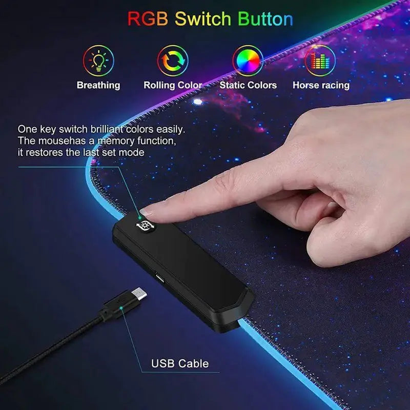 RGB Gaming Mouse Pad XXL | 12 LED Modes | Non-Slip Desk Mat