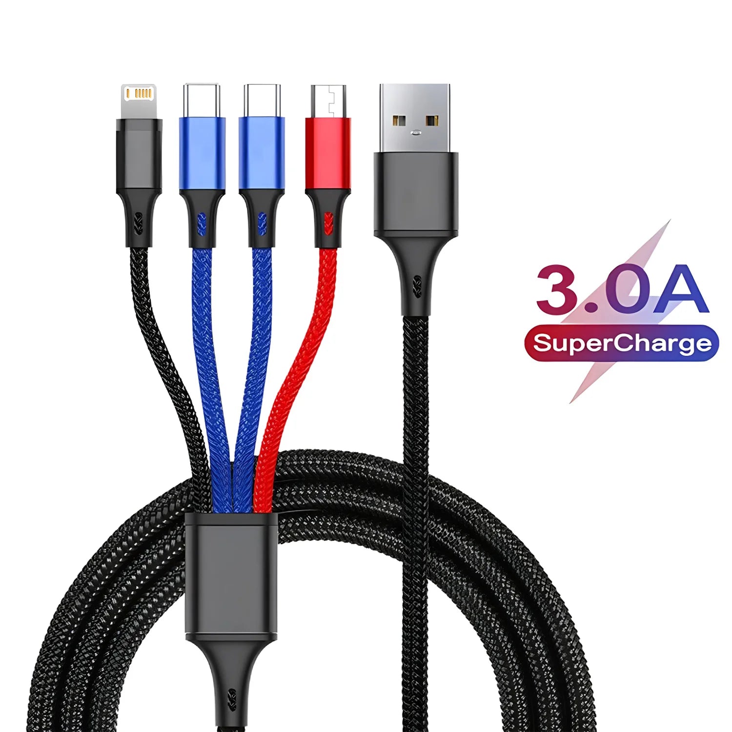 4-in-1 Fast Charging Cable | USB-C, Lightning & Micro USB