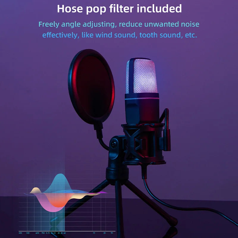 RGB USB Gaming Microphone | Noise Reduction Condenser Mic