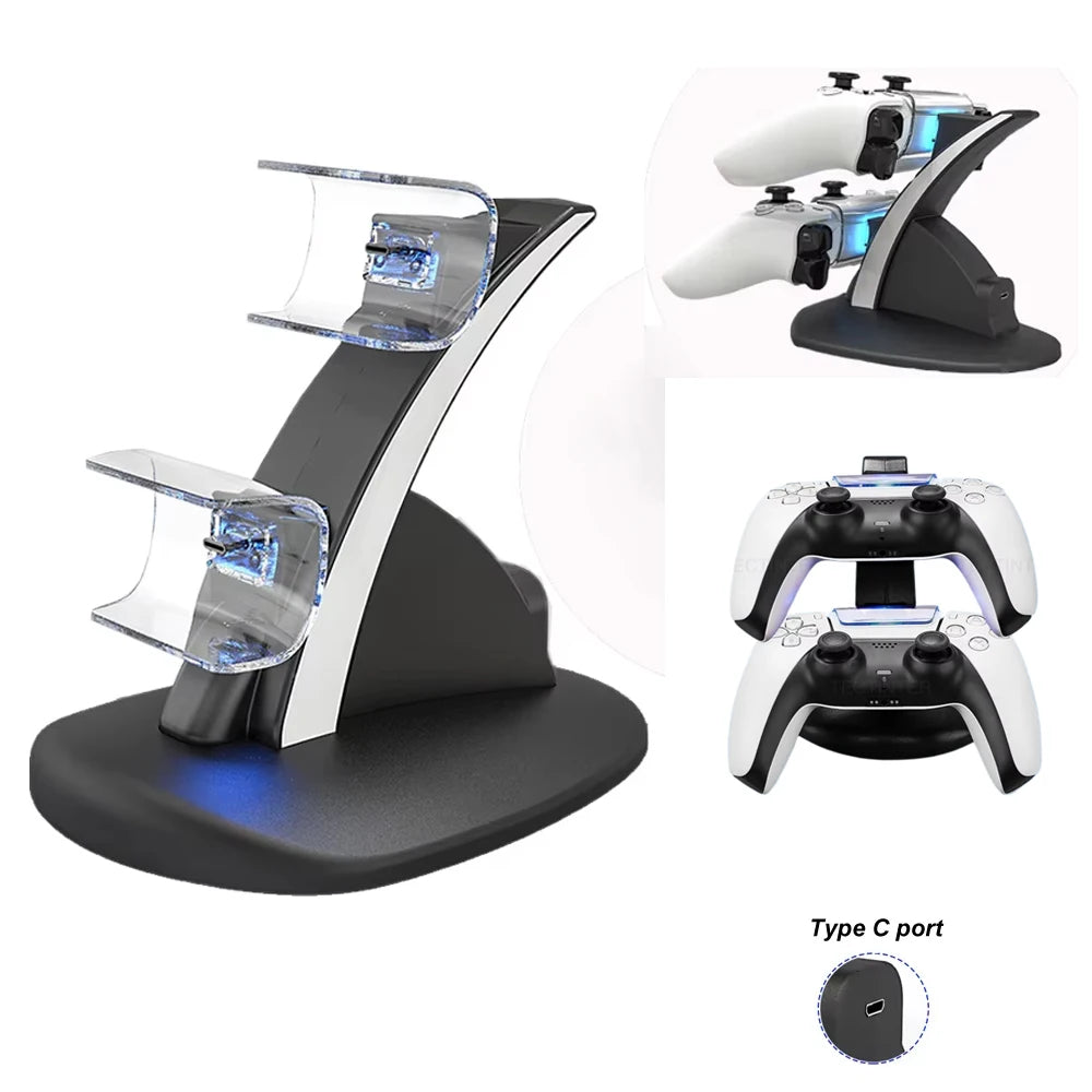 PS5 Dual Controller Fast Charging Station Dock | Type-C Charging Stand
