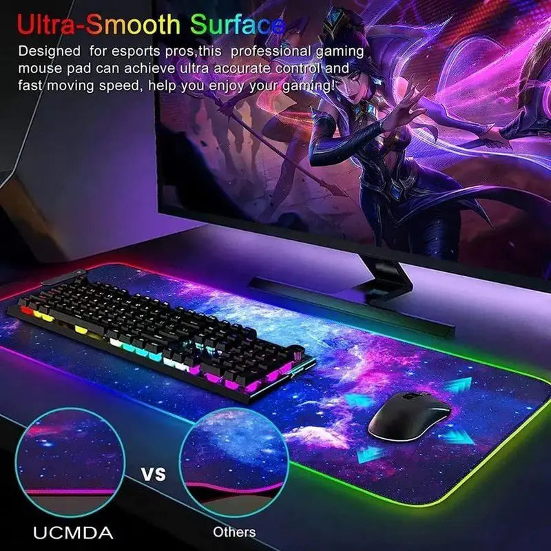 RGB Gaming Mouse Pad XXL | 12 LED Modes | Non-Slip Desk Mat