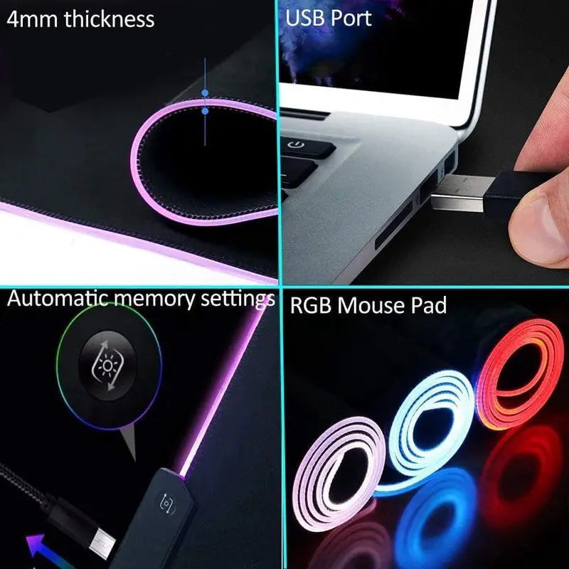 RGB Gaming Mouse Pad XXL | 12 LED Modes | Non-Slip Desk Mat