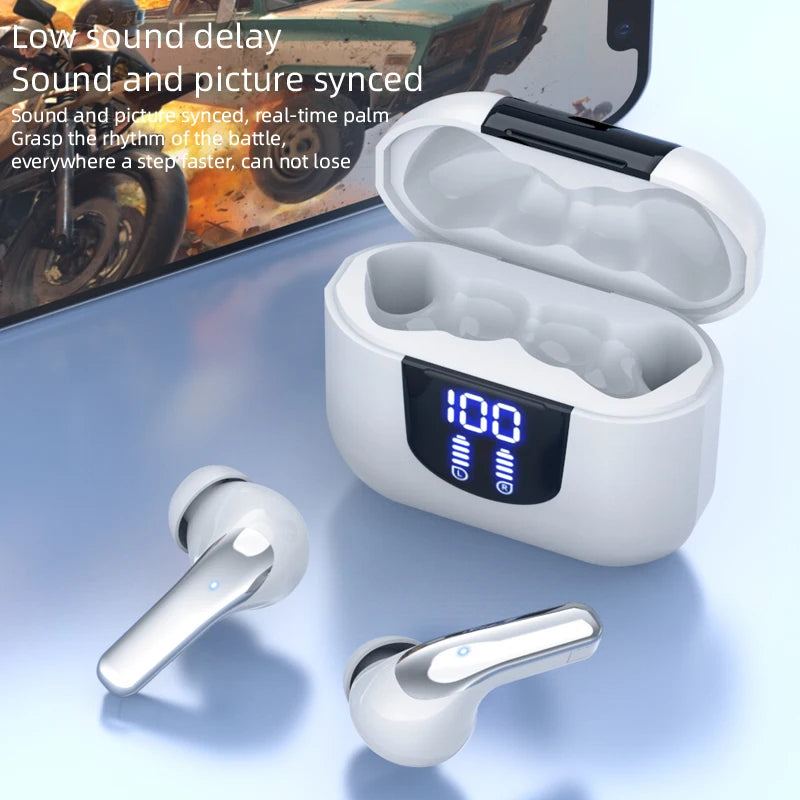 Bluetooth 5.4 Wireless Earbuds with Noise Cancellation & LED Display