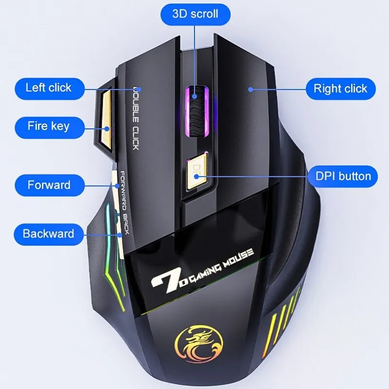 Wireless RGB Gaming Mouse | 3200 DPI Rechargeable
