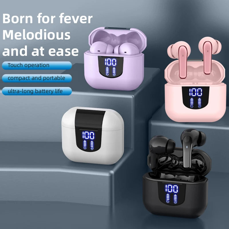 Bluetooth 5.4 Wireless Earbuds with Noise Cancellation & LED Display